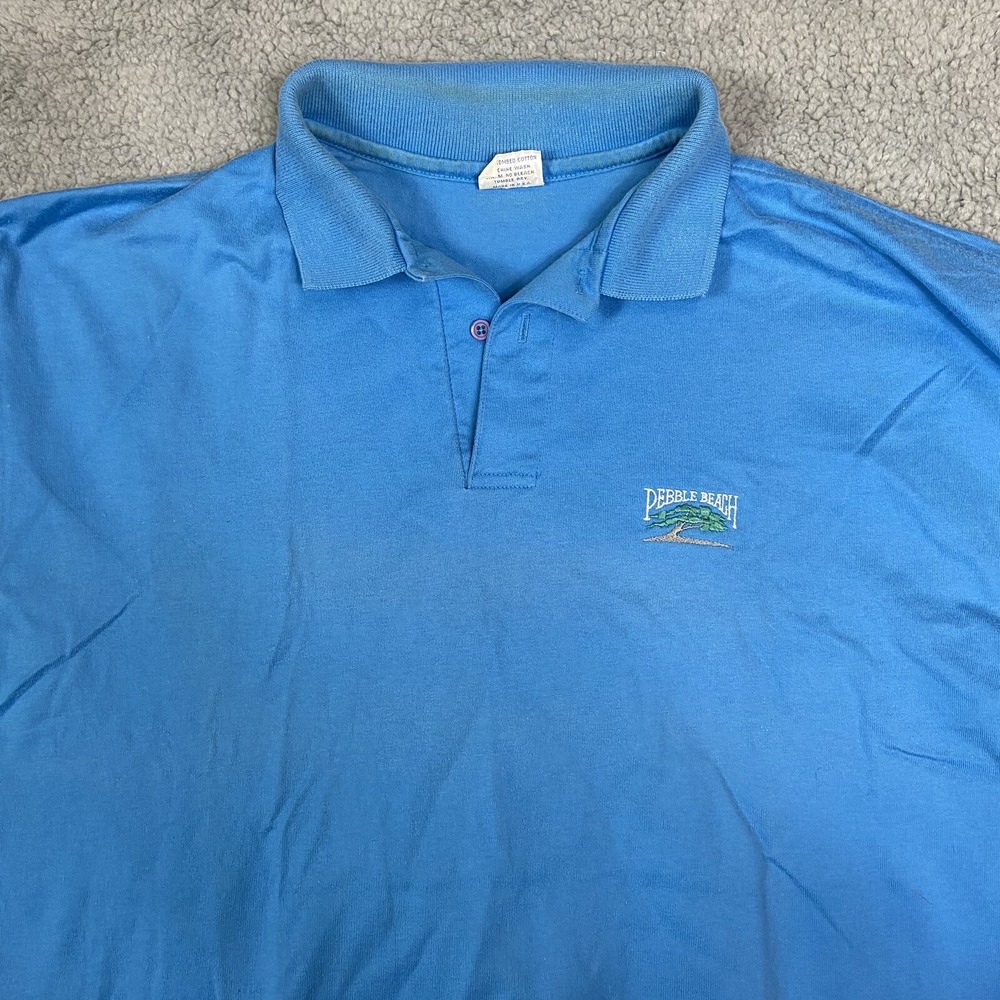Vintage Crazy Shirt Hawaii Pebble Beach Polo Shirt Mens XL Blue Cotton USA - Picture 3 of 8